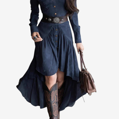 Celestina | Abito Camicia Western Blu Notte