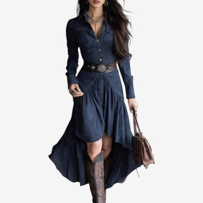 Celestina | Abito Camicia Western Blu Notte